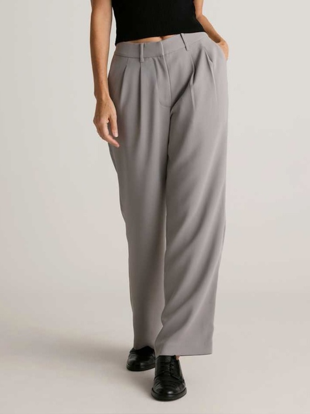 Quince Stretch Crepe Pleated Wide Leg Pants 8